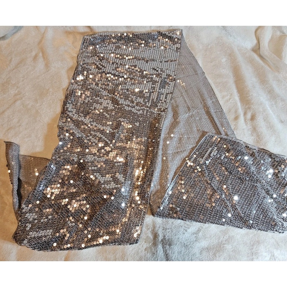 NWT Women's Sliver Sequins Scarf Crown Logo 11in × 70in